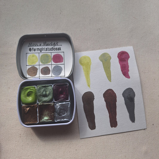 Handmade Watercolors Mini- Moss & Moonlight