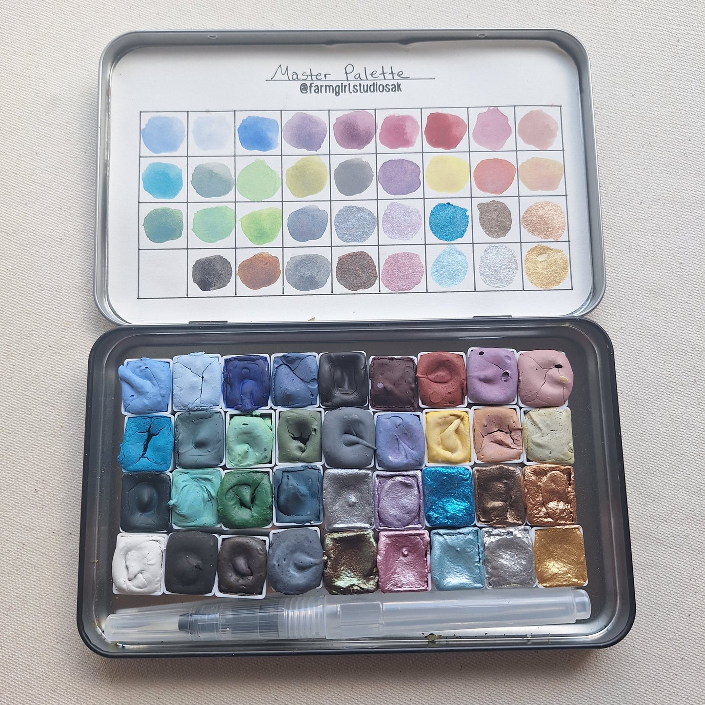 Master Palette - Handmade Watercolors 36 pan + Brush