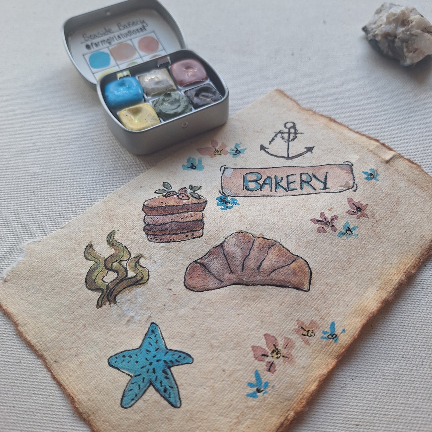 Handmade Watercolors Mini- Seaside Bakery