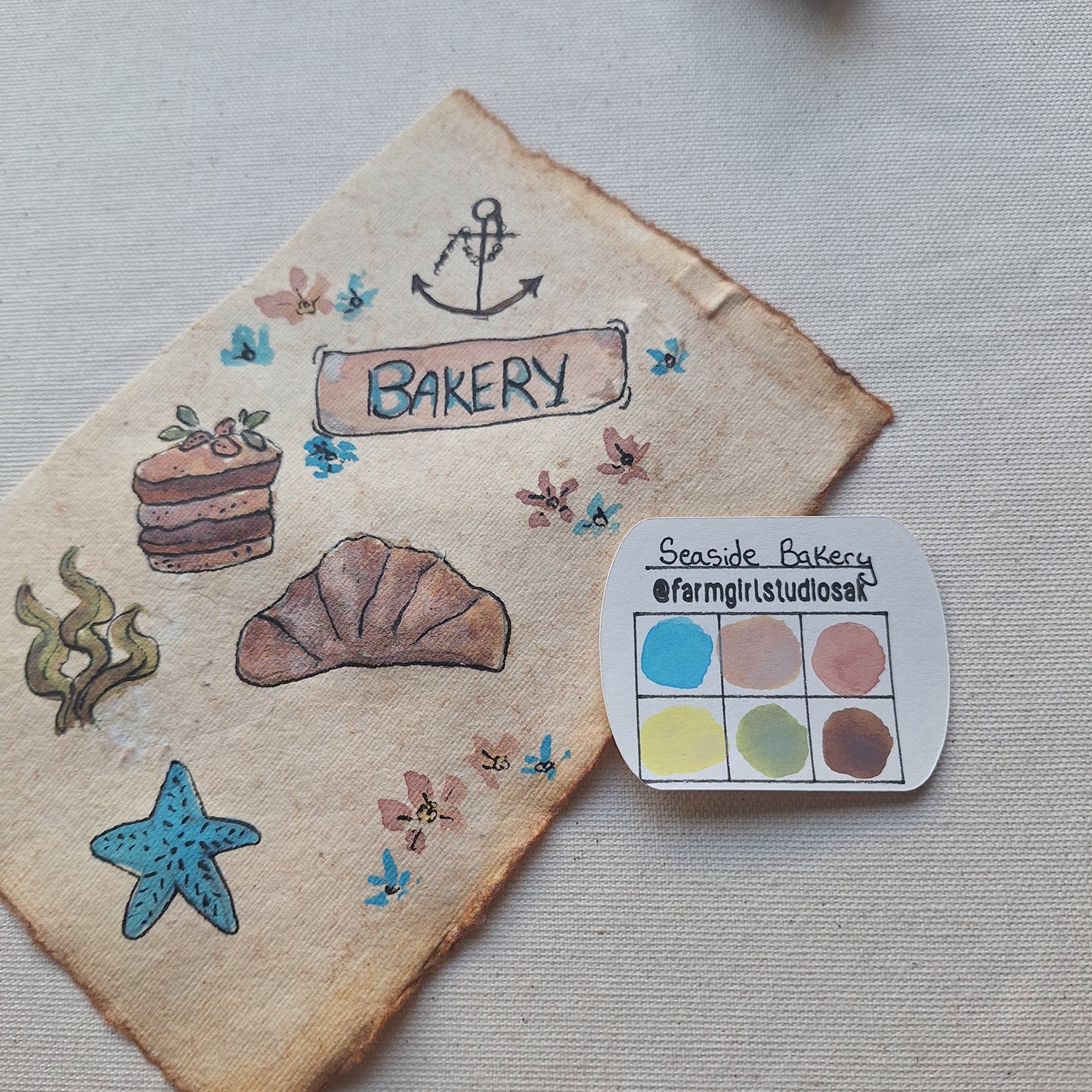 Handmade Watercolors Mini- Seaside Bakery