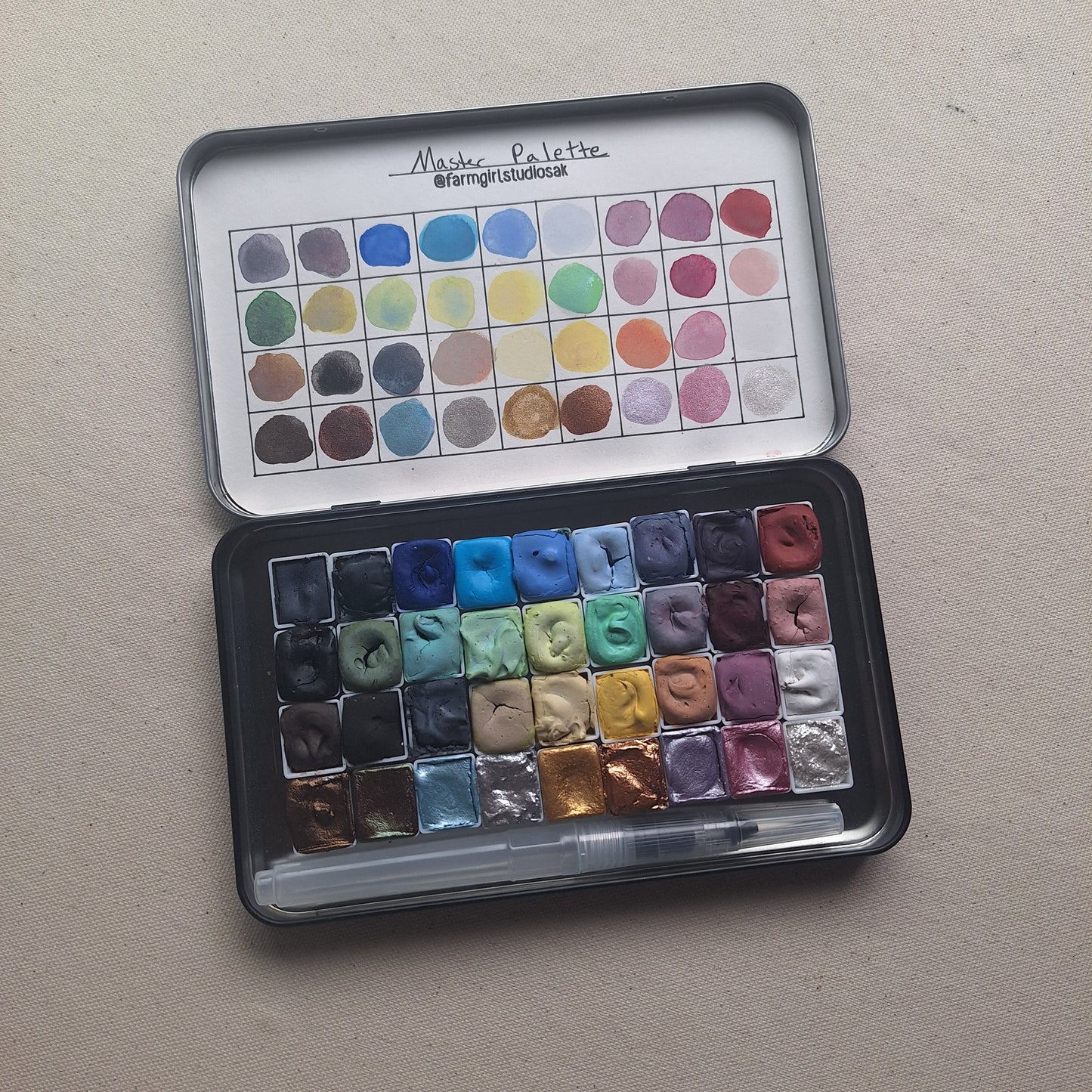 Master Palette - Handmade Watercolors 36 pan + Brush
