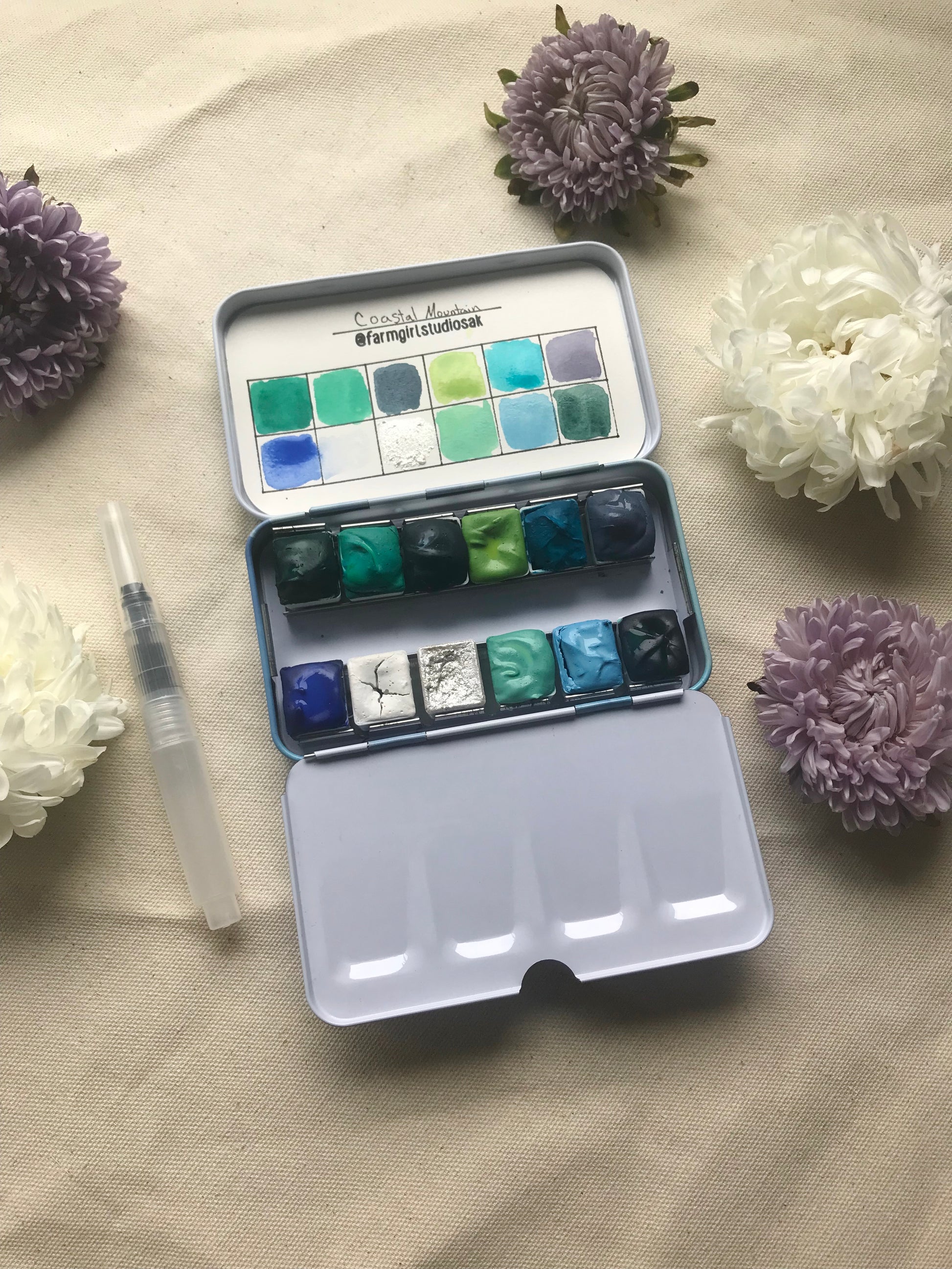 Coastal Mountain Travel Watercolor Palette