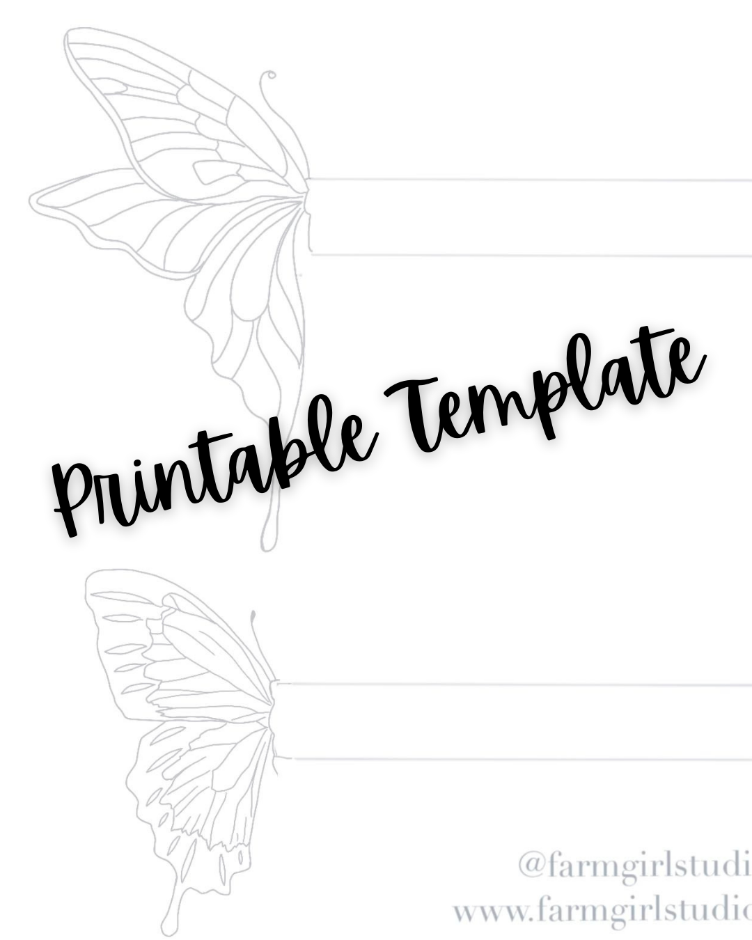 Printable Watercolor Bookmark Template - Butterflies