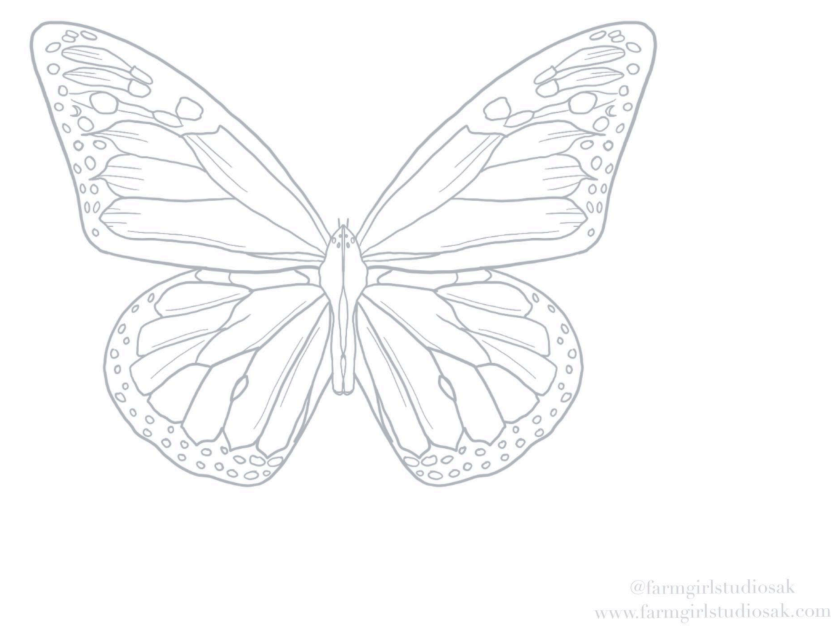 Watercolor Butterfly Page - Printable Template