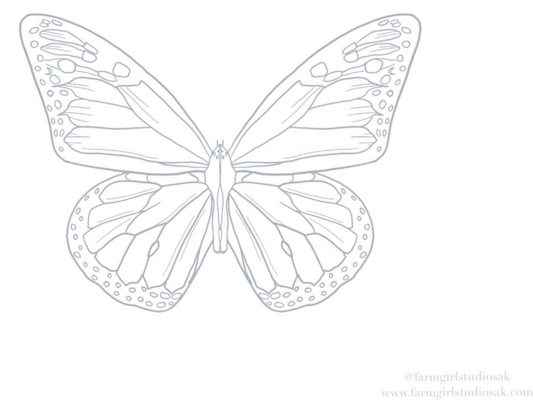 Watercolor Butterfly Page - Printable Template
