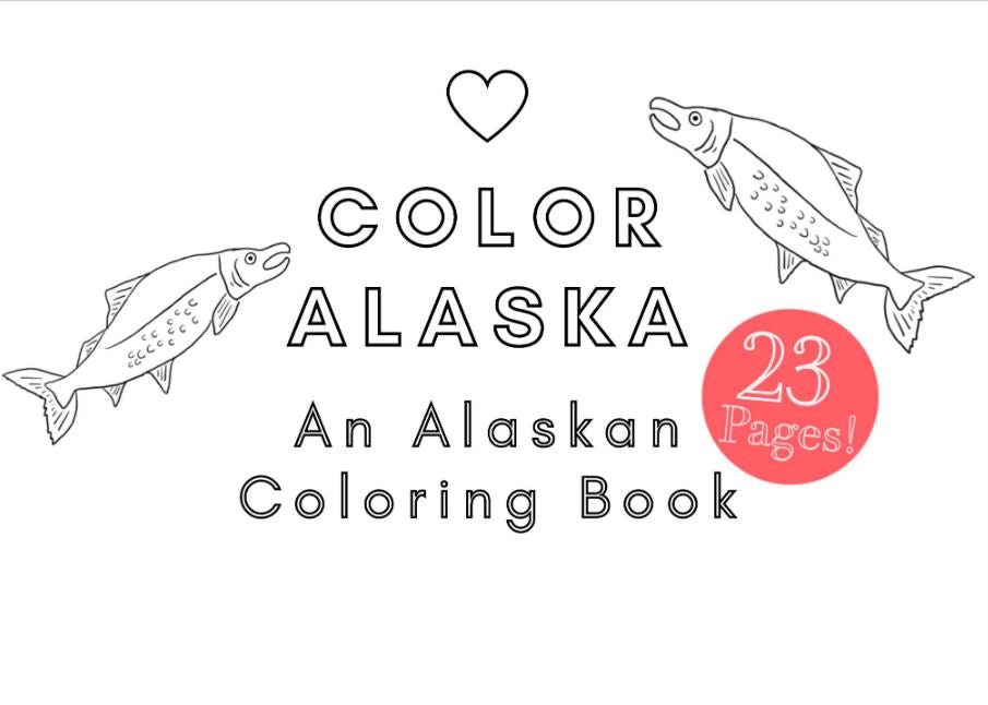 Printable Alaska Coloring Book with Salmon