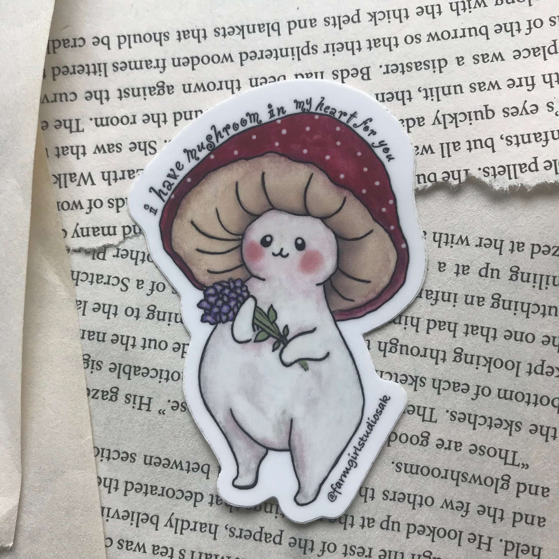 Mushroom Guy Waterproof Sticker close up