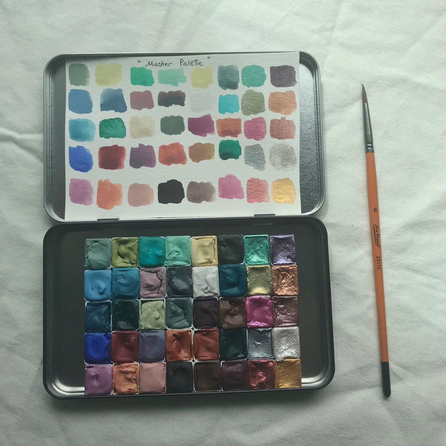 Master Palette - Handmade Watercolors 40 pan + Brush