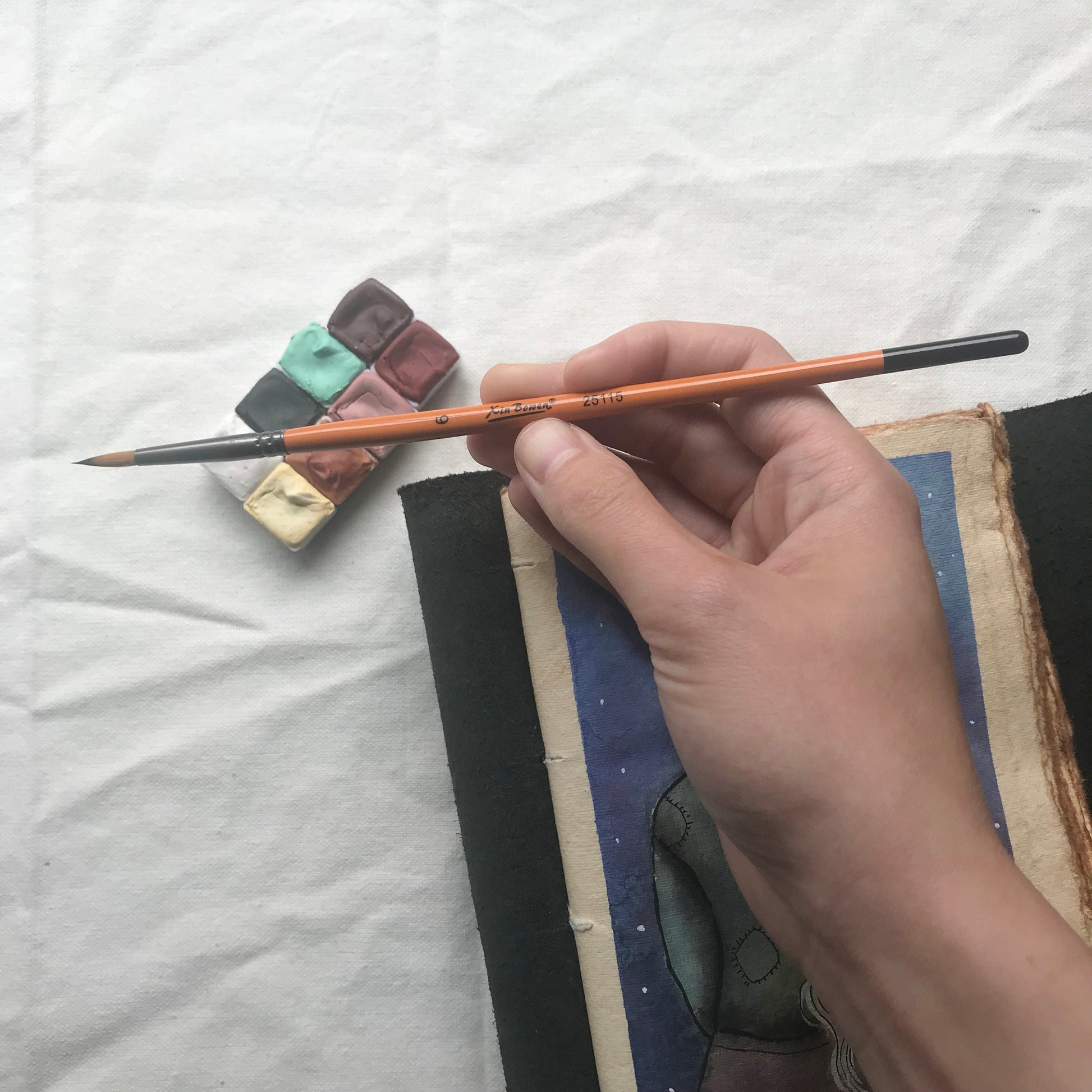 Watercolor Brush with Nylon Hair & Birch Wood Handle