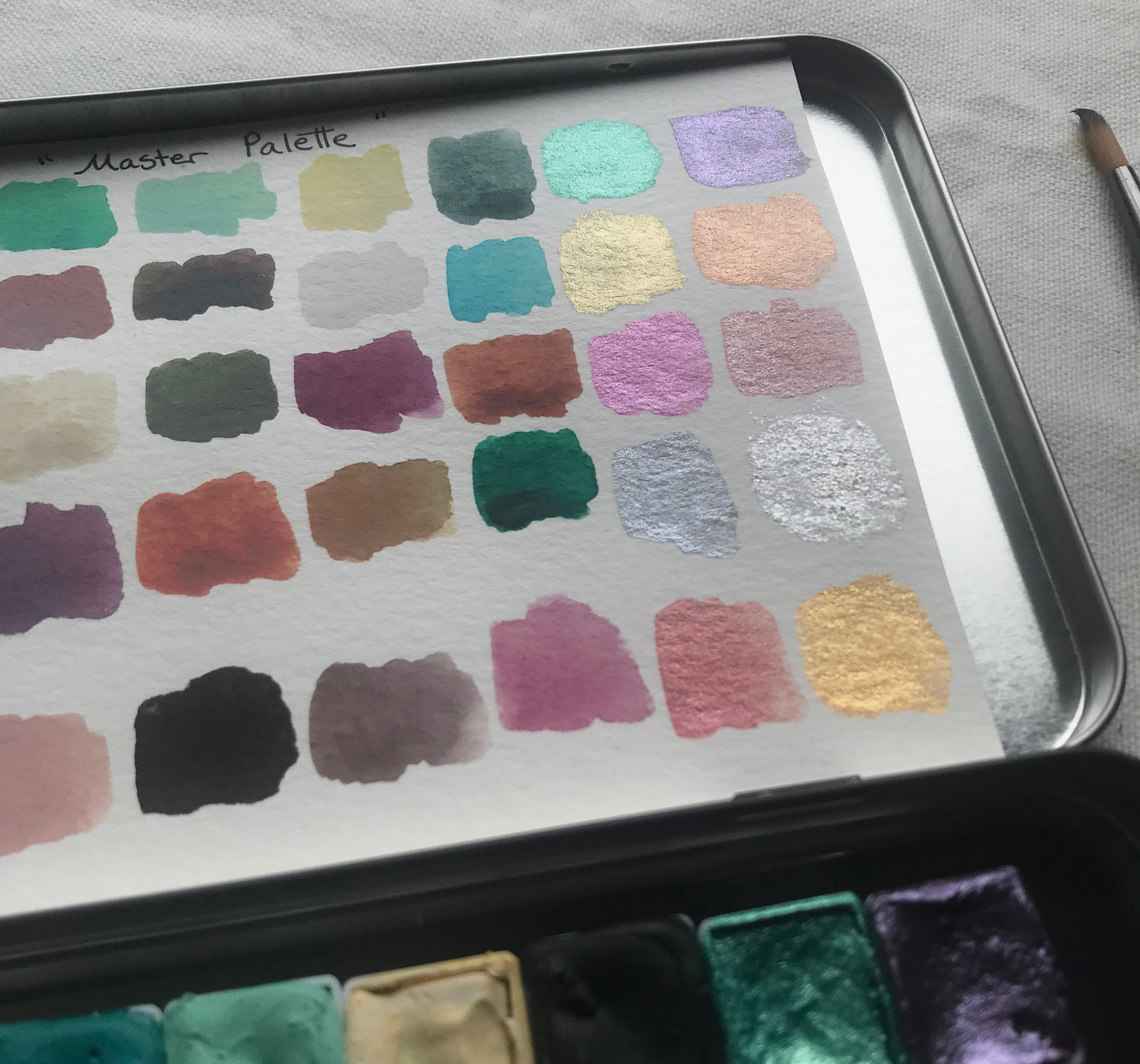 Master Palette - Handmade Watercolors 40 pan + Brush