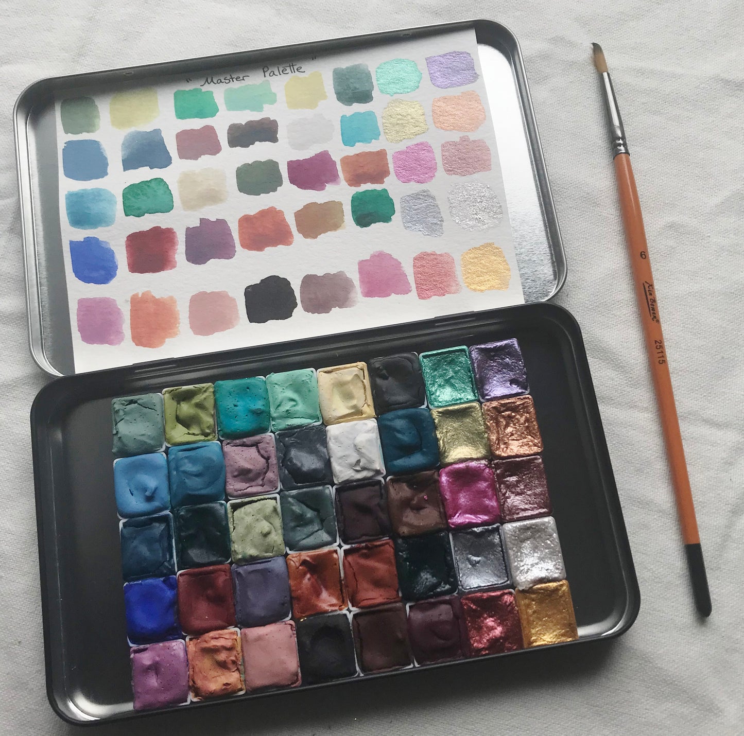 Master Palette - Handmade Watercolors 40 pan + Brush