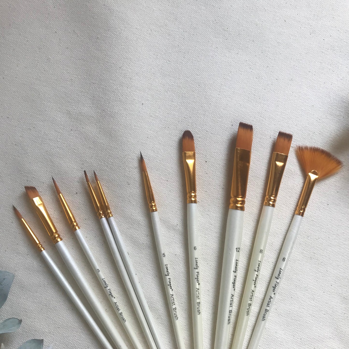 Set of Watercolor Brushes with pearl white handles