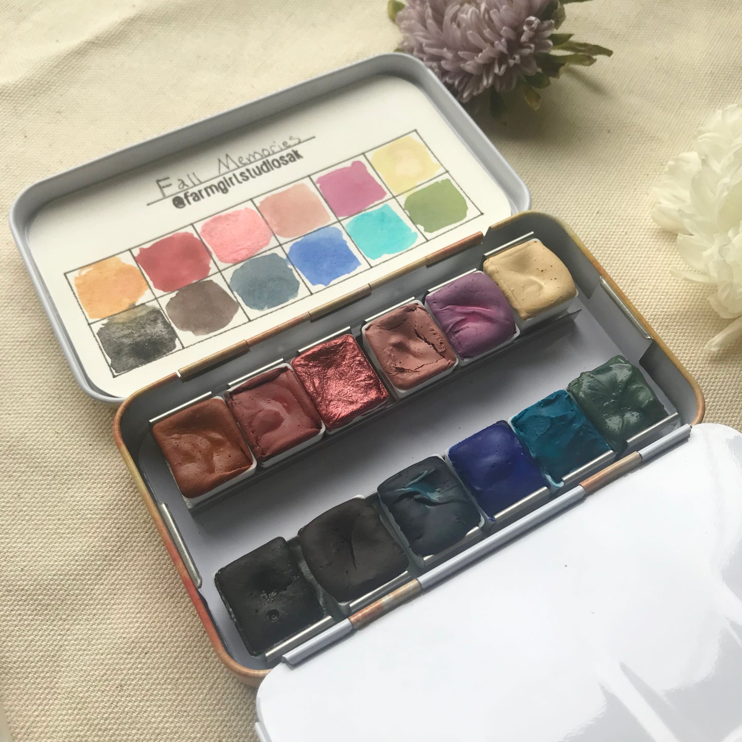 Close up of Fall Memories Travel Watercolor Palette